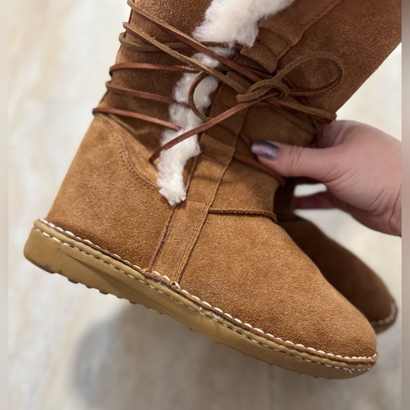 TAXI brown suede Sherpa lined boots with laces (EU 38) - Picture 6 of 9